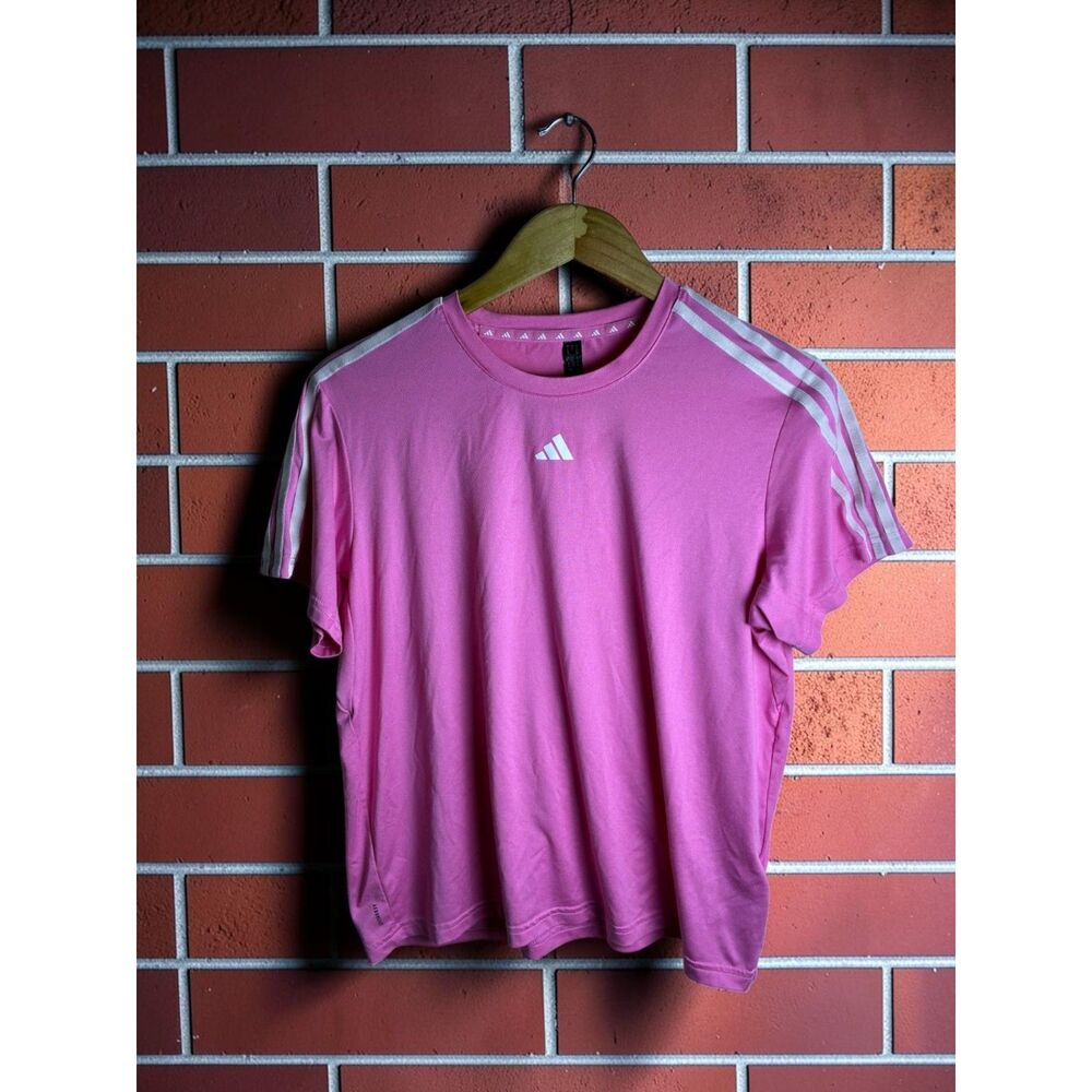 Adidas Women's Essentials 3 Stripes Pink T Shirt Size Large
